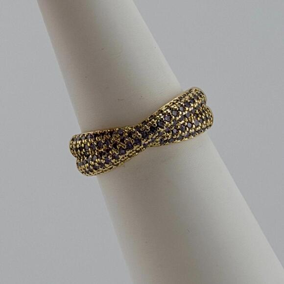 Bomb Party February Ring Sz 8 "I Was Dreaming Of You" Amethyst on Gold Pave - Picture 3 of 6